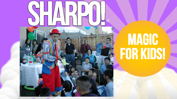 Sharpo the Magician performinhg for Children at a birthday party!